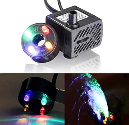 Ac 220V Submersible Fountain Aquarium Pond Spare Replacement Pump with 4 LED (3W, Multicolour)