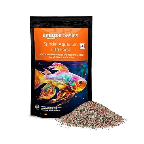 Amazon Basics Special Aquarium All Life Stages Fish Food Fortified Formula Floating Pellets for All Tropical Varieties Size 1.2 Mm 1 Kg