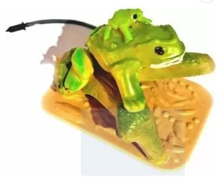 Beautiful Plastic Aquarium Frog on Log Air Operated Action Toy Decorative Ornaments for Home and Fishes Tank Decoration