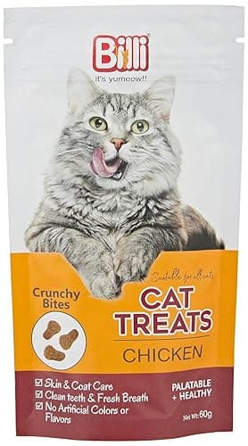 Billi Crunchy Bites Treats for Cats 60g (Pack of 3) (Chicken)