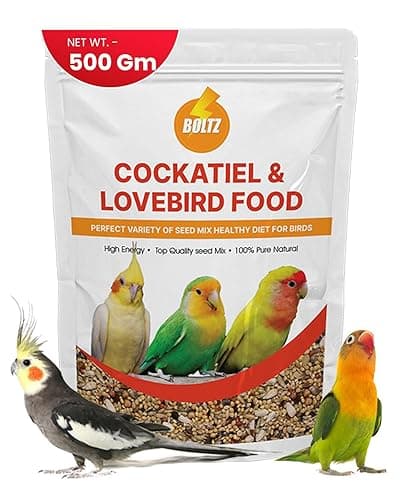 Boltz Adult Bird Food for Cockatiel & Lovebirds Mix Food 500Gm- Foxtail Millet, Yellow Millet, Canary, Sunflower, Mix Seed for Lovebirds & Cockatiel (500 Gm)