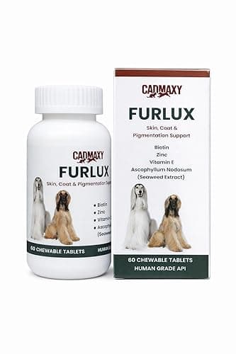 CADOGS Furlux Skin, Coat & Pigmentation Support for Dogs | Biotin, Zinc & Vitamin E Supplement | 60 Chewable Tablets | Healthy Coat & Skin Care