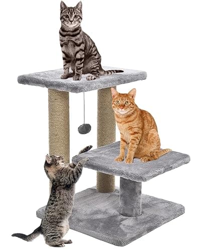 Cat Tree with Multiple Levels and Scratching Posts (Grey - FURR-17)