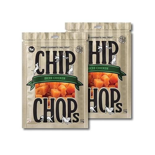 Chip Chops Diced Chicken Dog Treat, Easily Digestible, Healthy Dog Treat, Perfect for Snacks, Suitable for All Dog Breeds, Each 70gm (Pack of 2)