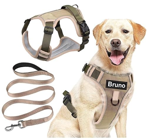 Dog Harness with Name id Customized for Dogs Large Medium Small Puppy All Breeds No Pull Harness Reflective Vest Harness Belt Adjustable with Personalized Dog Name (Black) (Medium Dogs)