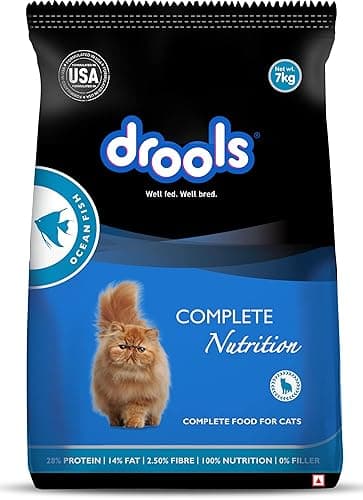 Drools Adult Dry Cat Food 7kg Pack | Ocean Fish Flavour | Healthy Heart & Eye Sight | Controls Urinary Ph | Hairball Protection | Healthy Skin & Beautiful Coat