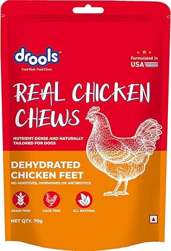 Drools Dog Treats, Dehydrated Real Chicken Chews Feet, 70g, All Life Stages, Bone