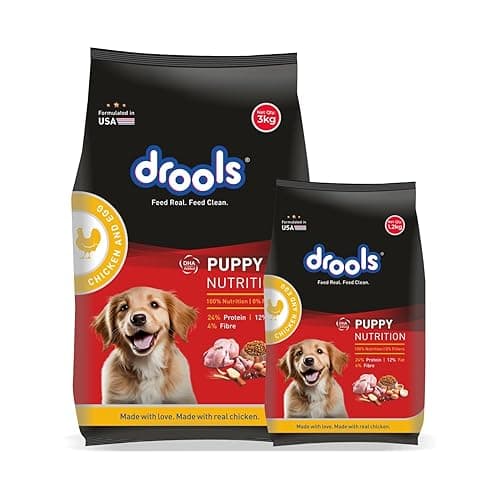 Drools Puppy Dry Dog Food 3kg with Free 1.2kg, Total 4.2kg Pack | Chicken and Egg Flavour | Active behaviour | Digestive Health | Immunity | Better Digestbility & Health
