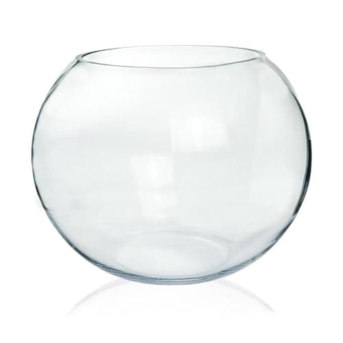 ecofynd Glass Terrarium Bowl, Fish Bowl, Crystal Clear Aquarium Bowl for Fish, Round Bubble Vase for Events, Decorating, Xmas Home Decor, or Office Decor (Pack of 1, 6inch, GB001)