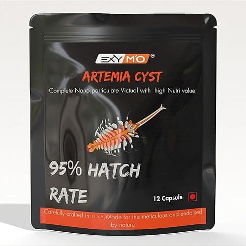 EXYMO Artemia Capsules 12 Capsules, All Life Stages, Brine Shrimp Eggs Capsules 95% Hatching in 24 Hours(12 Red Ring Artemia Capsules)