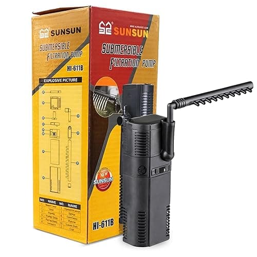 Foodie Puppies 2-in-1 Aquarium Internal Filter Pump (6W) for Fish Tanks | 450 L/H Adjustable Flow, Oxygenation & Biochemical Filtration | for Freshwater Tanks up to 60L