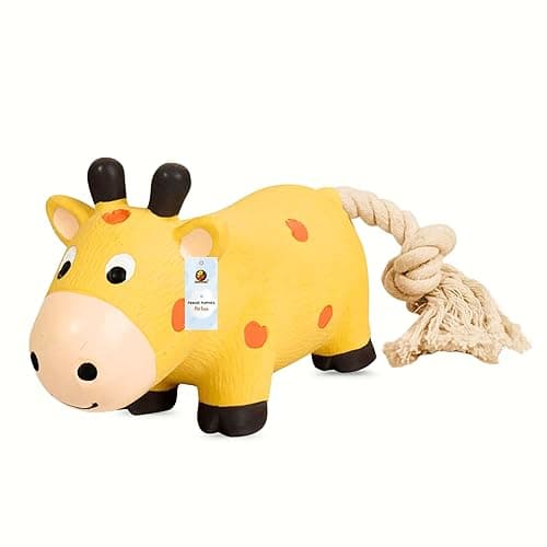 Foodie Puppies Dog Squeaky Chew Latex Rubber Toy - (Polka Cow Rope Tail) for Small Dogs & Puppies | Durable, Soft, Animal Design, Fetch & Chew Safe Play Toy | Reduce Separation Anxiety