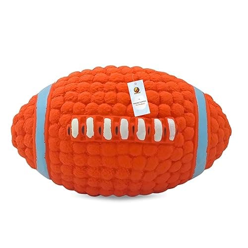 Foodie Puppies Interactive Non-Toxic Soft Latex Squeaky Chew Toy for Puppies and Small Dogs (Teeth Rugby - Small) | Chewing, Floating, Training, and Bouncing | Reduce Separation Anxiety