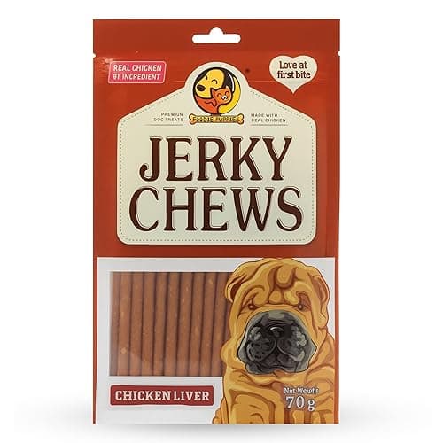 Foodie Puppies Jerky Chews Dog Treats Chicken Liver Sticks - 70gm | Healthy and Digestible Snack | Chicken Stick for Training and Chewing | Real Chicken Meat Treat for All Dog Breeds & Sizes