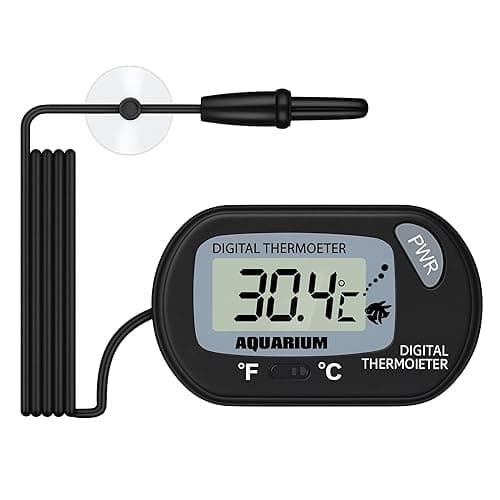 Foodie Puppies LCD Digital Thermometer for Aquarium, Fish Tank Water Terrarium Temperature and Reptiles Like Lizard and Turtle with Suction Cup