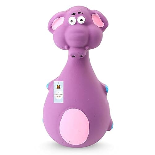 Foodie Puppies Natural Latex Rubber Squeaky Chew Toy - (Purple Elephant, 12cm), Suitable for Puppy, X-Small to Small Dogs | Durable, Animal Design, Fetch & Chew Toy
