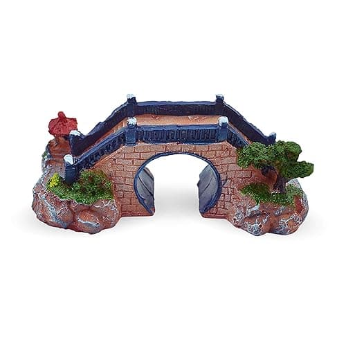 Foodie Puppies Thematic Ornament Resin Aquarium Decor - (2-Way Bridge, Medium, 19 x 9 x 8 cm) Unique Hideaway Natural Looking Landscape for Fish Tank Accessories, Pond and Turtle House