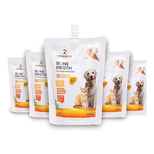 FurrMeals Ready to Serve Chicken Bone Broth | Gravy/Wet Dog Food | Treat for Dogs and Cats | 300ml x Pack of 5 | Joint Health Natural Supplement,All Life Stages