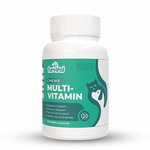 FURVITAL Multi-Vitamin Chews | Health Supplement for Dogs & Cats | Digestive Supports | Skin & Coat Support | Healthy Joints & Bones | Suitable for All The Breeds - 120 Tablets.
