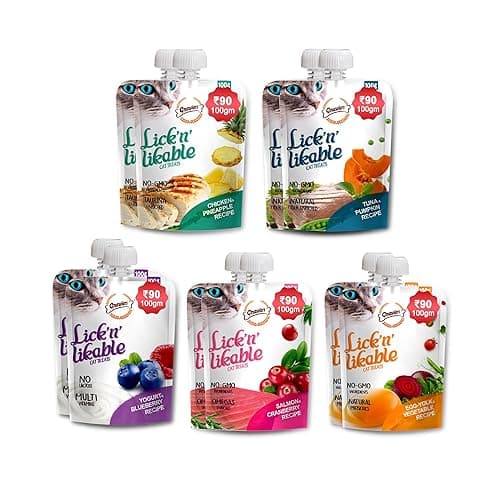 Gnawlers Lickable Wet Creamy Cat Treats with Assorted Flavours for Adult Senior Cats Healthy Cat Treat Pack of 10 by DogsNCats