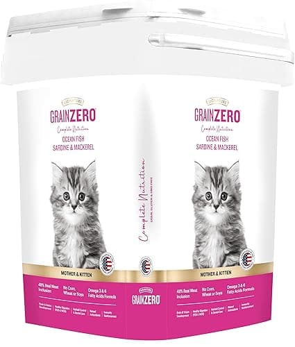 Grain Zero Kitten Dry Cat Food 7kg | Ocean Fish, Sardine & Mackerel | DHA Brain Development | 48% Fresh Inclusion | Skin & Coat Support | Kitten & Mother | Free Container