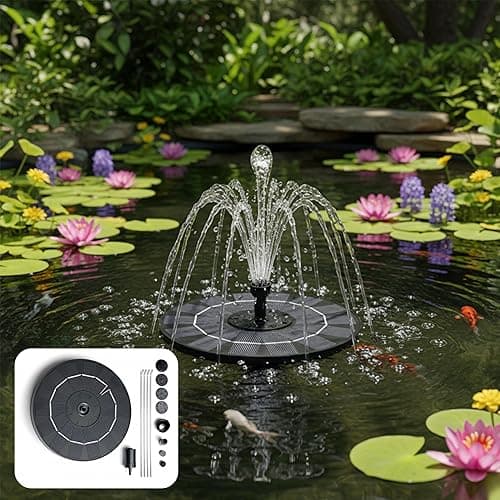 Homehop Acrylonitrile Butadiene Styrene Solar Powered Water Fountain with 8 Nozzles Decorative Float