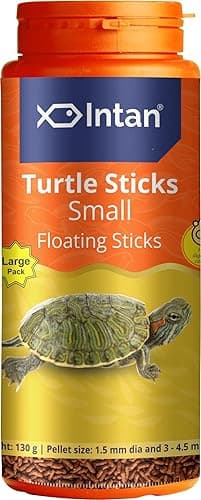 Intan Aquatic Turtle Food For All Life Stages For Growth & Health | Small Floating Sticks Suitable For Turtles | Nutritious Feed For Better Health | 130 Gm, 1.5 Mm Dia