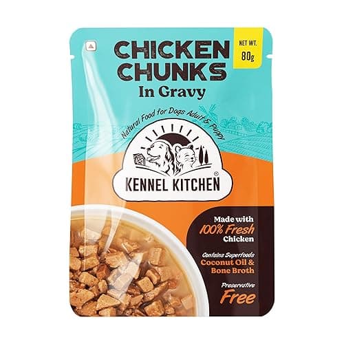 Kennel Kitchen Chicken Chunks in Gravy, 80g (Pack of 12) | Wet Dog Food for Adult & Puppy | Dog Food Gravy with Regionally Sourced Fresh Chicken | Free from Artificial Colours & Preservatives
