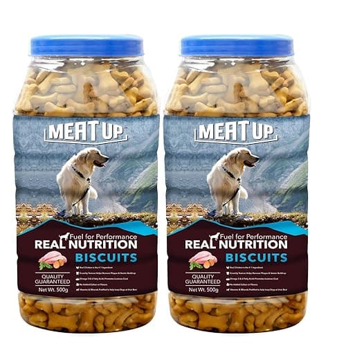 Meat Up Dog Treats Biscuits for All Life Stages 500g + 500g (Free) 1kg Mutton Flavour Remove Plaque & Tartar Build-up Vitamins & Minerals Promotes Lustrous Coat