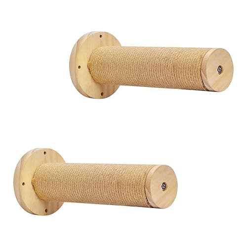 Pack of 2 Cat Steps for Wall with Jute Rope Scratching - Wall Mounted Cat Walkways, Cat Wall Floating Shelves & Perches, Cat Wall Stairs Wall Ladders, Indoor Cat Wall Furniture