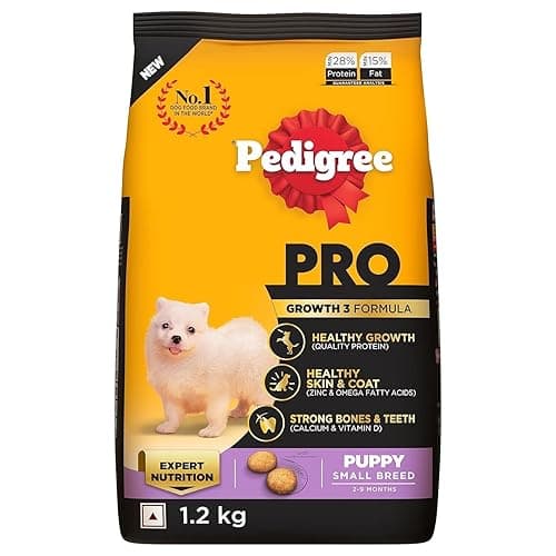 Pedigree PRO Puppy Small Breed, 1.2 kg Dry Dog Food, Vet Trusted Brand, Expert Nutrition, Quality Protein, 33% More Nutrients (2-9 Months)