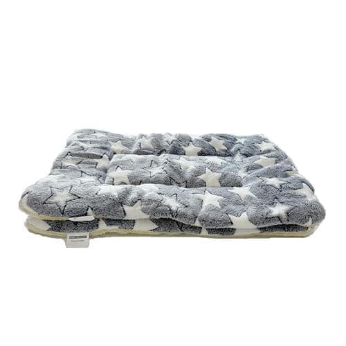 Pet Bed Mats. Ultra Soft Puppy Sleeping Pet (Dog/Cat) Bed with Cute Prints. Reversible Faux Lambswool Kennel Pad for Medium Small Dogs and Cats. Machine Washable Pet Bed. (Gray+Stars,S)