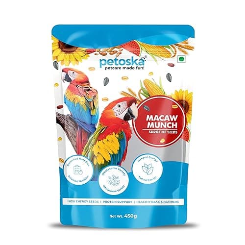 PETOSKA Macaw 14 Seeds Mix | Surge for Macaw Seed for Parrot | Big Parrot Seeds | Natural Bird Food with | Bird Food Mix |450 GMS
