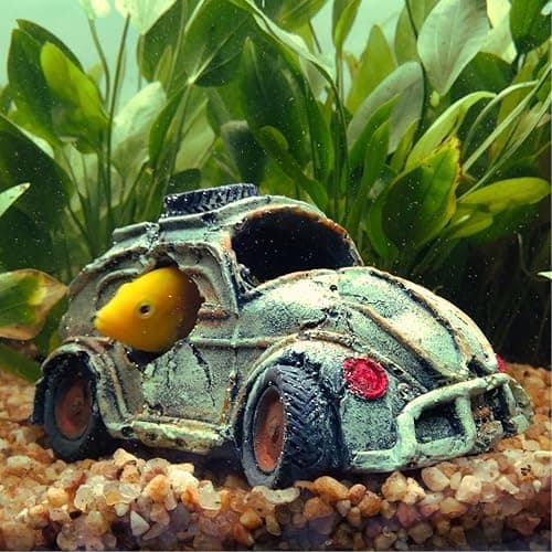 Premier Plants Aquarium Décor Thematic Ornaments Hideaway Car Fish Tank Decorations for Hideout Cave for Small and Medium Fishes Decoravtive Ornament for Aquarium (Broken Car)