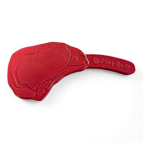 Premium Durable Nylon Dog Chew Toy | for Aggressive Chewers | Made in USA (Tomahawk Ribeye) Red