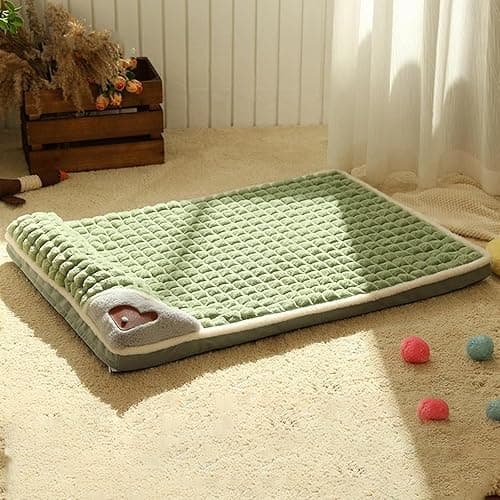Reversible Pet Bed Mat with Attached Pillow - Ultimate Comfort Sleeping Pad with Supportive Pillow, Relieves Joint Pain