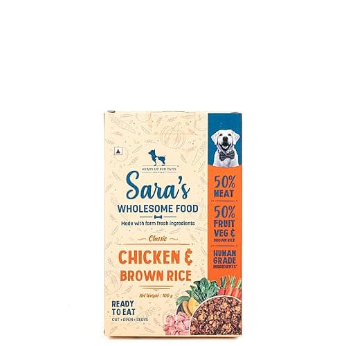 Sara's Wholesome by HUFT Classic Chicken & Brown Rice Dog Food – 100 gm | Wet Dog Food for All Breeds & Life Stages | No Artificial Flavours or Preservatives