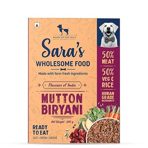 Sara’s Wholesome by HUFT Flavours of India Mutton Biryani Wet Dog Food – 300 gm (Pack of 3) | Value Pack | Real Mutton Recipe | Complete & Balanced Nutrition for Dogs of All Breeds