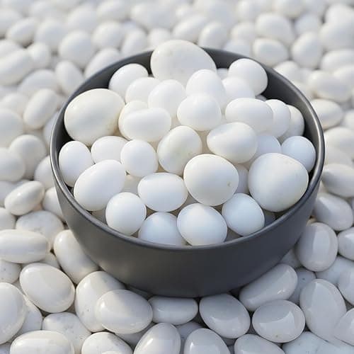 Schmick 1 Kg Polished White Pebbles Stones for Plant pots, Aquarium/Fish Tank, Decorations, Garden, Tables, and Home Decor (1 Kg, White Stone)