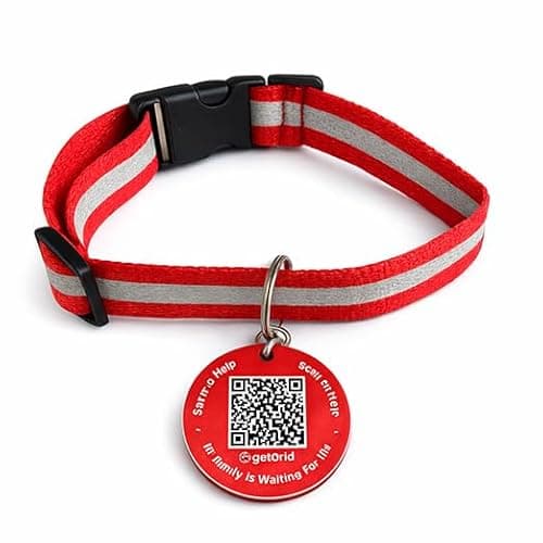 Smart QR Dog ID Tag with Reflective Collar | Instant Owner Contact via QR Code Scan | No App Needed for Finder | Lightweight Pet Safety Tag, No Battery Required (Rescue Red)