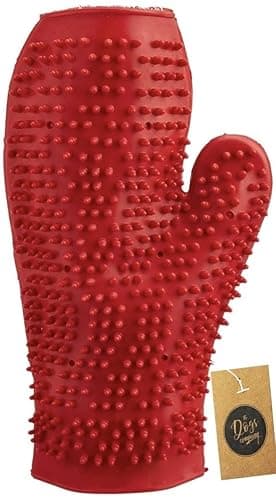 The Pets Company Dog Grooming Soothing Massage Rubber Bath Brush Glove, Hair Deshedding & Shampoo Tool for Dogs and Cats