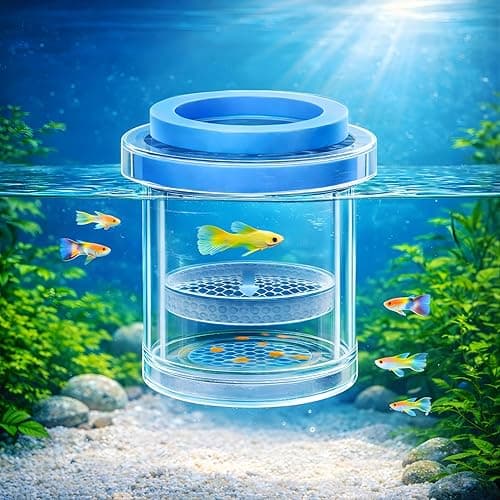 VAYINATO® Floating Fish Breeder Box for Aquarium – 11.5cm Double Layer Isolation Incubator with Foam Collar | Clear Fry Protection Box for Guppy, Betta & Small Fish