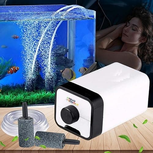 VAYINATO® Sun-Sun CT Series (CT-202 | 2 Way) Air Volume Adjustable Aquarium Oxygen Air Pump with 3 Meter Air Tube and 2 Air Stone for Fish Tank by Petzlifeworld