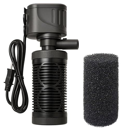 Venus Aqua 6001F 4 in 1 High Power Oxygen Filter System Submersible Aquarium Filter, 15W 880 LPH Internal Power Filtration with Extra Sponge, Quiet Operation for 60-120L Fish Tanks