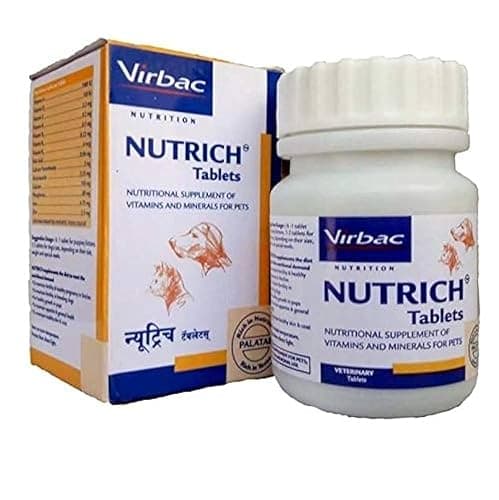 Virbac Nutrich Tablets 60 Pieces Minerals and Vitamins Supplement for Dog & Cat, 60 Count