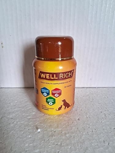 Well Rich Pet Health Supplement, 30 Tablets, Daily Vitamins for Dogs and Cats
