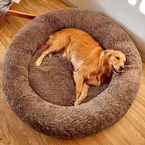 ZEXSAZONE Round Donut Pet Bed for Cats and Puppies Dogs Mat, Cozy and Plush Raised Bedside Support, Both Summer Sides Use Like 2 in One, Washable, Sizes for Small, Medium & Large Pets.(Small, Red)