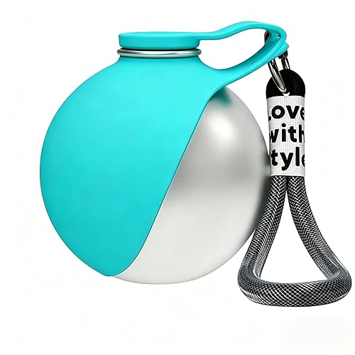 2-in-1 Portable Dog Water Bottle with Bowl, 10oz Stainless Steel Travel Pet Water Dispenser, No-Spill Leak-Proof Design with Silicone Bowl, Perfect for Walking, Hiking, and Travel (Blue A)