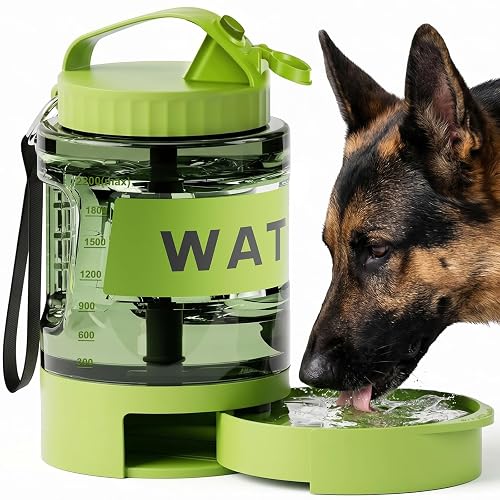 77oz Dog Water Dispenser, 2.2L Large Portable Dog Water Bottle with Pull-Out Drinking Bowl, BPA Free Leak-Proof Pet Travel Water Container for Camping, Hiking, Beach, Car Travel Essentials