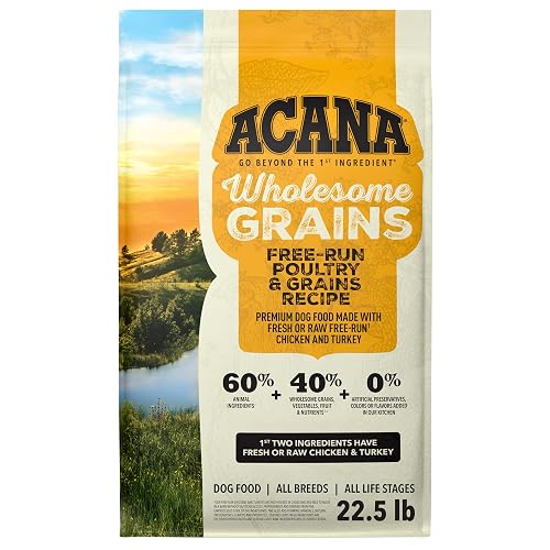 ACANA Wholesome Grains Dry Dog Food Free-Run Poultry & Grains Recipe with Cage-Free Eggs 22.5lb Bag